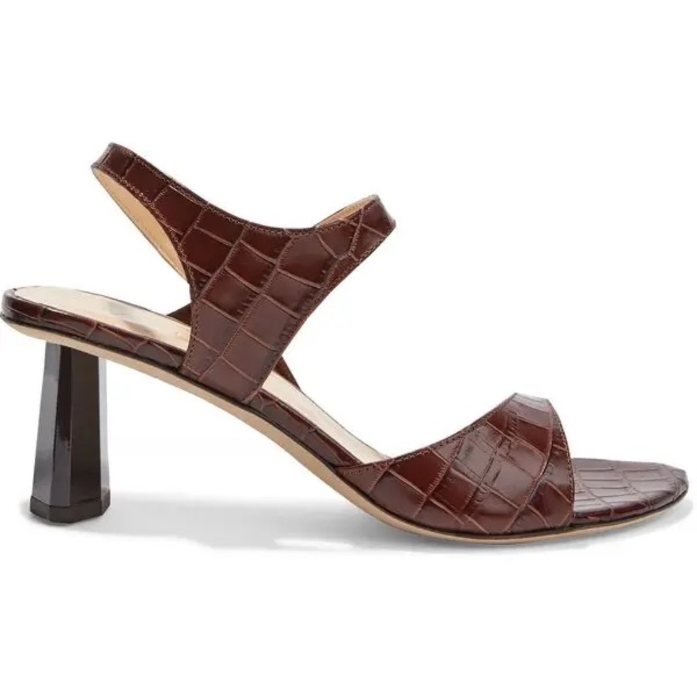 BY FAR Croc-Effect Leather Sandals - Like New!
